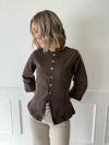 Selma 3/4 Denim Top - Hot Fudge