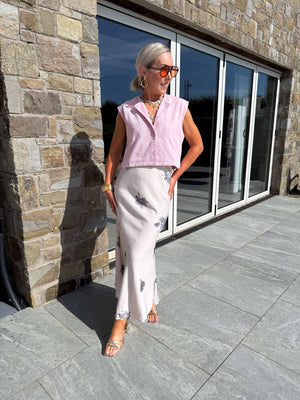 Yaz Denim Waistcoat - Light Pink