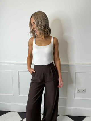 Isla Wide Leg Trousers - Brown