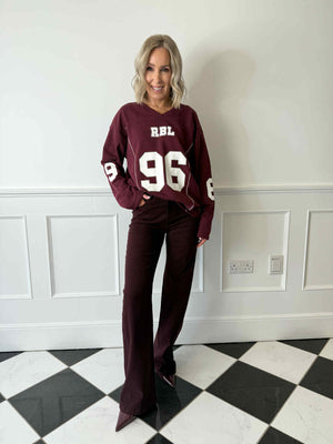 Karina Straight Leg Jeans - Burgundy