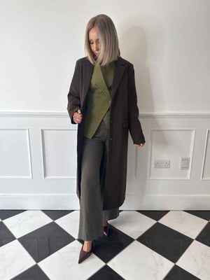 Solo Long Sleeve Coat - Coffee Bean