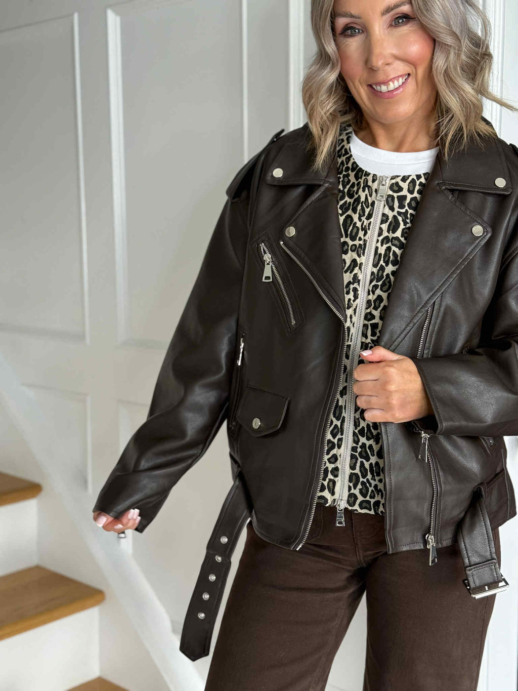 Heidi Biker Jacket - Brown