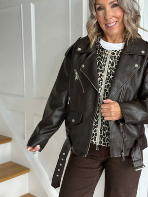 Heidi Biker Jacket - Brown