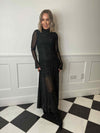 Riya Long Sleeve Diamante Maxi Dress - Black