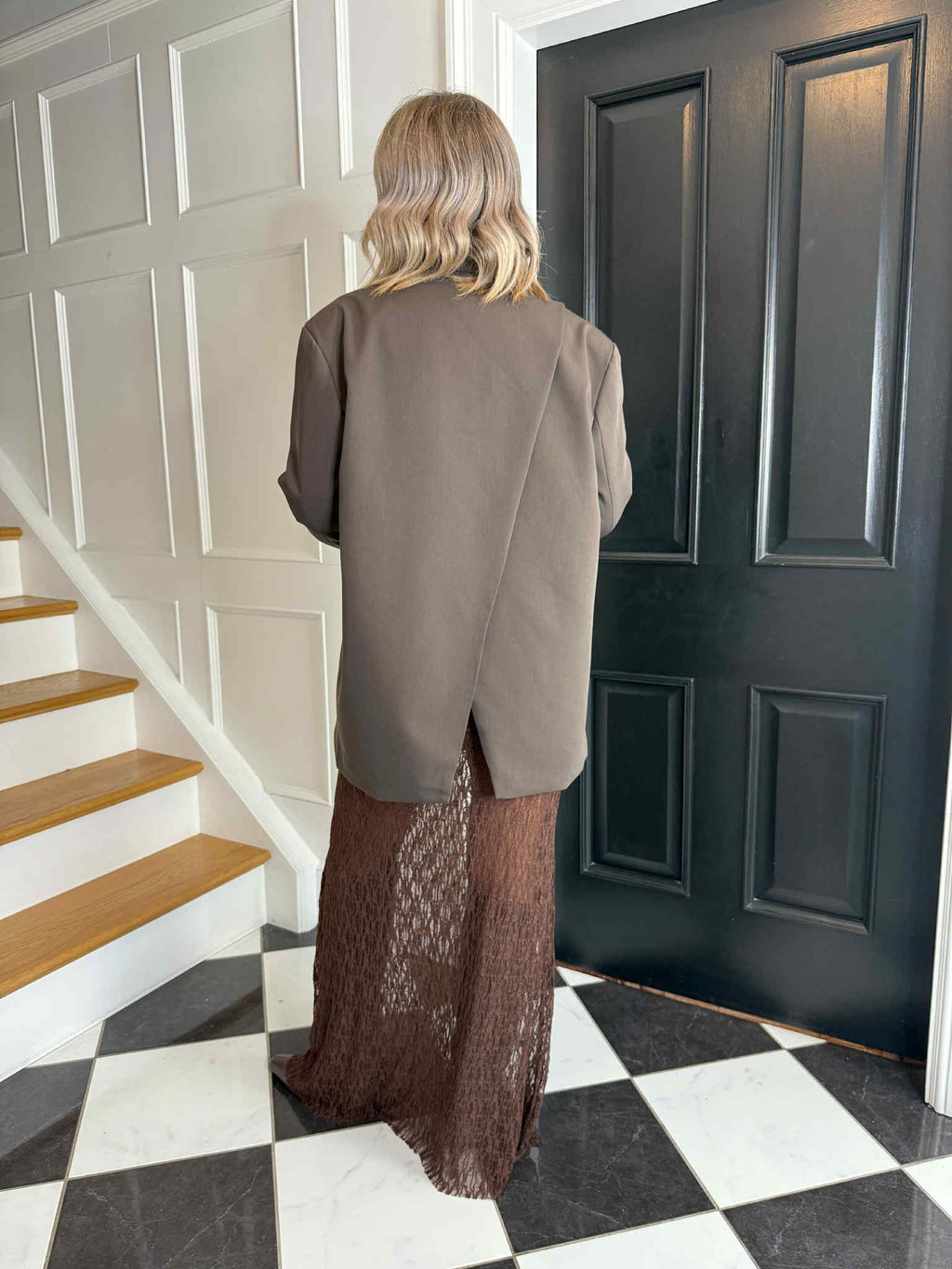 Nessa Crossover Back Blazer - Chocolate