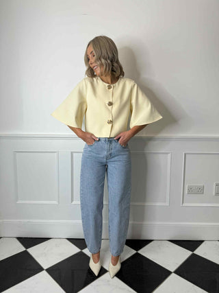 Ivy Mid Waist Barrel Jeans - Light Blue