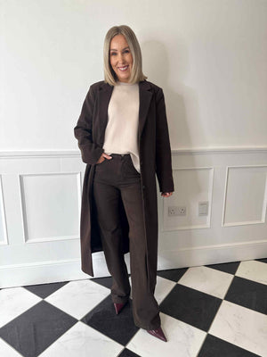Solo Long Sleeve Coat - Coffee Bean