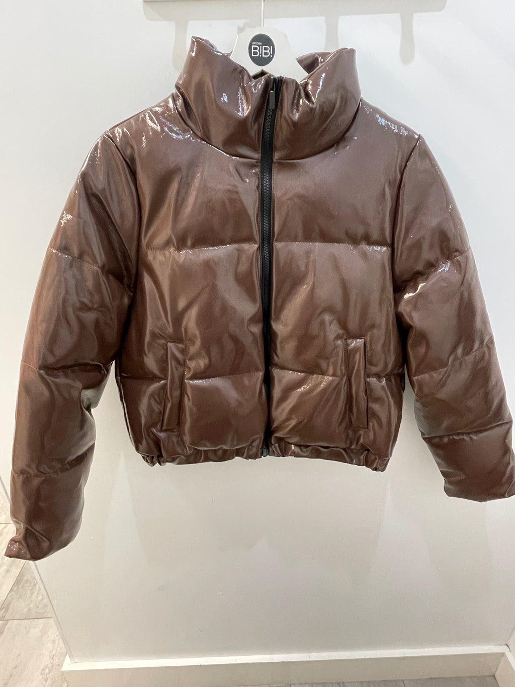 Noisy May Vinyl Padded Jacket - Brown