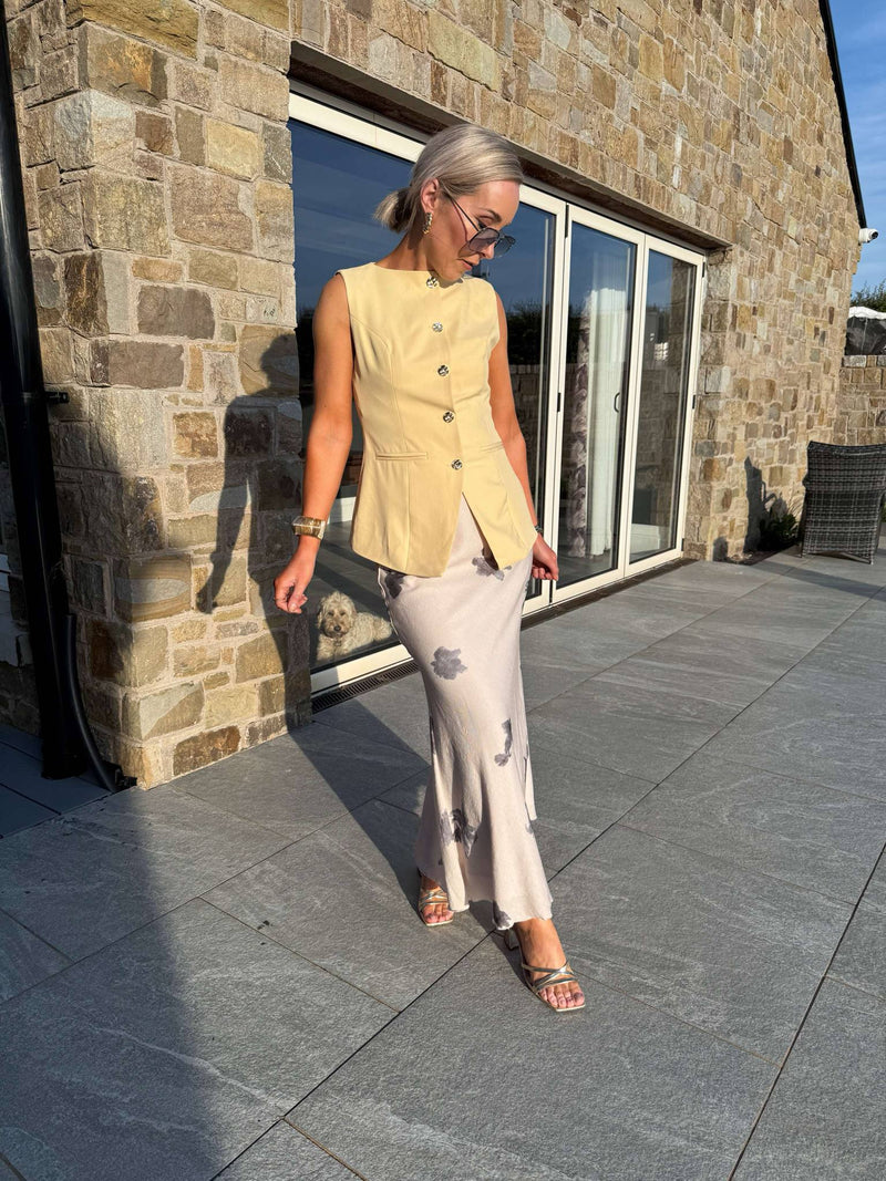 Livie Golden Button Waistcoat - Yellow