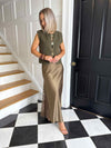 Harlow Lace Slip Skirt - Champagne Khaki