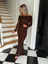 Ayla Textured Lace Maxi Skirt - Brown