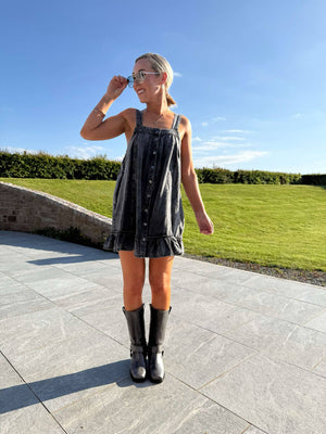 Oregon Acid Wash Denim Dress - Black