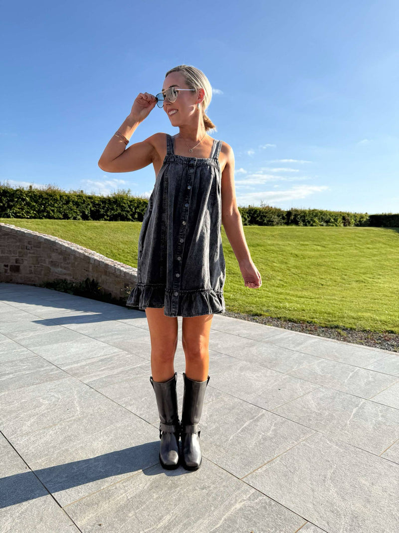 Oregon Acid Wash Denim Dress - Black