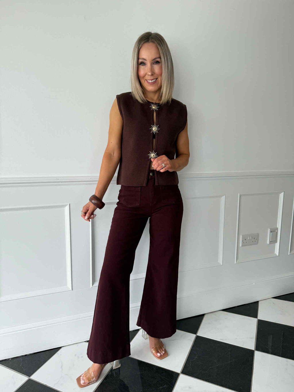 Edel Wide Leg Jeans - Burgundy