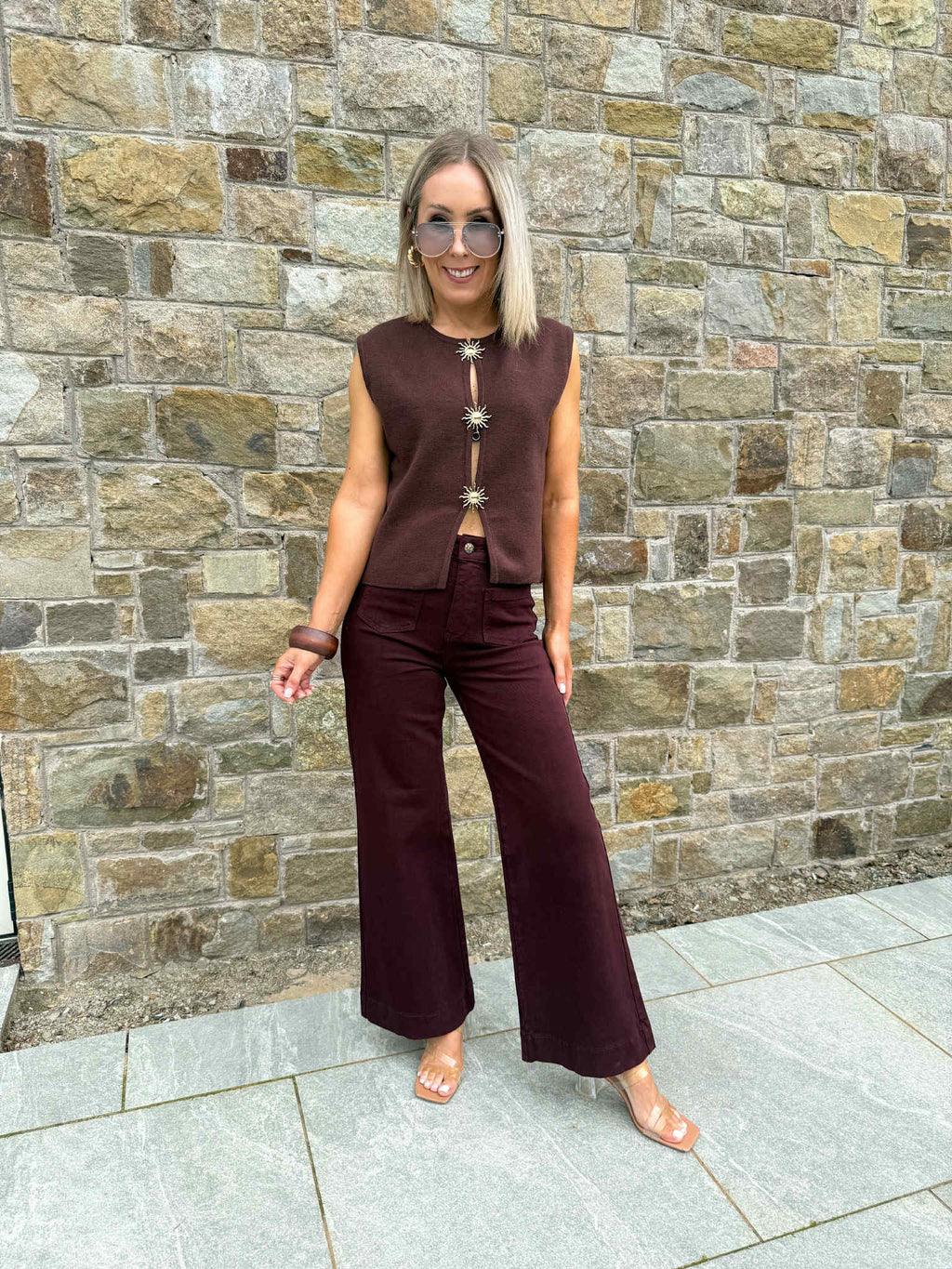 Roxane Knitted Waistcoat - Coffee