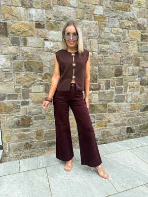 Roxane Knitted Waistcoat - Coffee