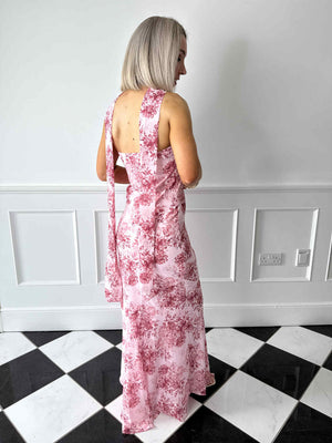 Jenna Floral Printed Dress - Rose