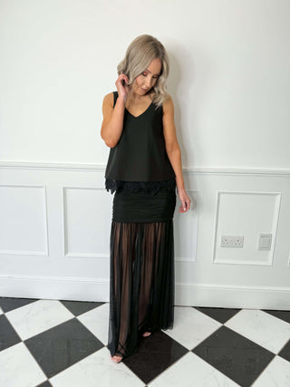 Rosi Lace Trim Top - Black