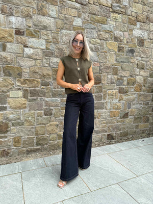 Roxane Knitted Waistcoat - Khaki