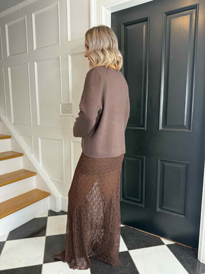 Cara Lace Maxi Skirt - Brown