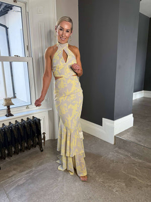 Nova Maxi Dress - Lemon and Beige Floral