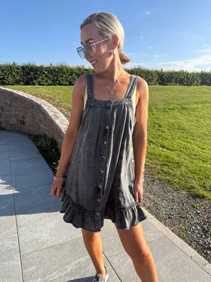 Oregon Acid Wash Denim Dress - Black