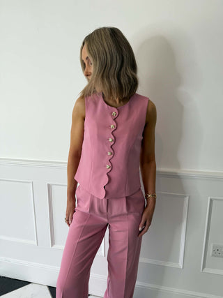 Iris Tailored Waistcoat - Sea Pink