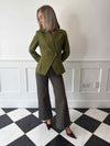 Falka Fitted Pinstripe Blazer - Sphagnum