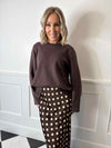 Jessee Maxi Slip Skirt - Brown Polka Dot
