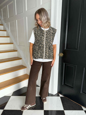 Lillie Sleeveless Bubble Hem Jacket - Leopard