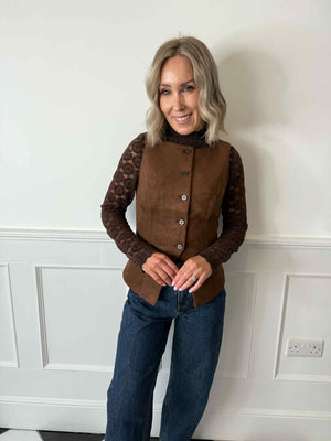 Rakel Suede Waistcoat - Brown