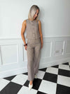 Juo Sleeveless Waistcoat - Brown Check