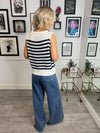 Morgan Knitted Tank Top - Apricot/Blue