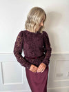 Alicia Lace Bow Top - Burgundy
