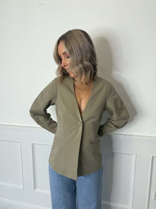 Kamil Long Sleeved Fitted Blazer - Sage