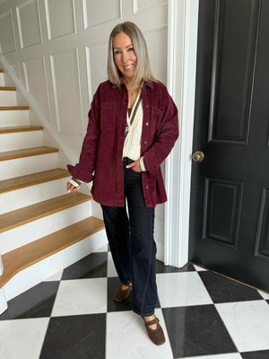 Alva Long Cord Shacket - Winsor Wine