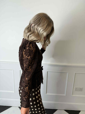 Alicia Lace Bow Top - Brown