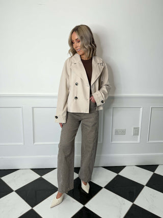 Scarlett Short Trench Coat - Silver Gray