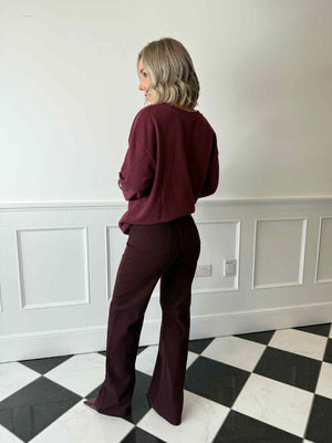 Karina Straight Leg Jeans - Burgundy