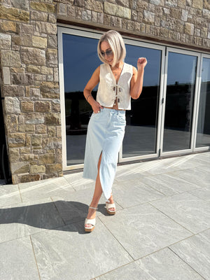 Viviene Long Skirt - Light Blue Denim