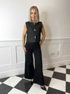 Livia Textured Sparkle Waistcoat - Black