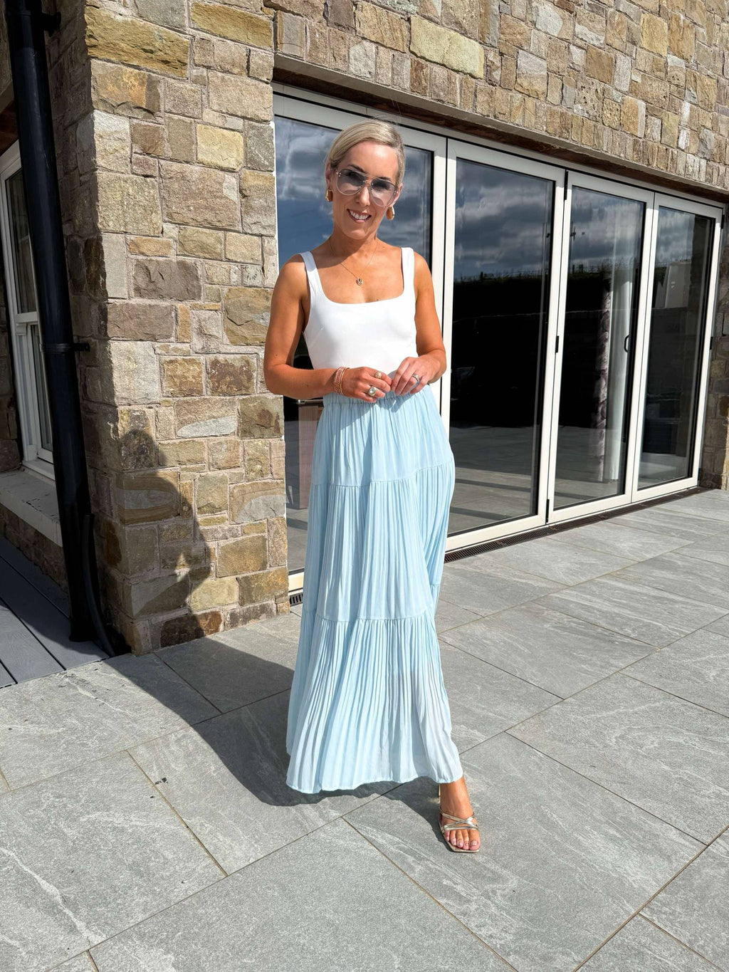 Bree Tiered Maxi Skirt - Blue