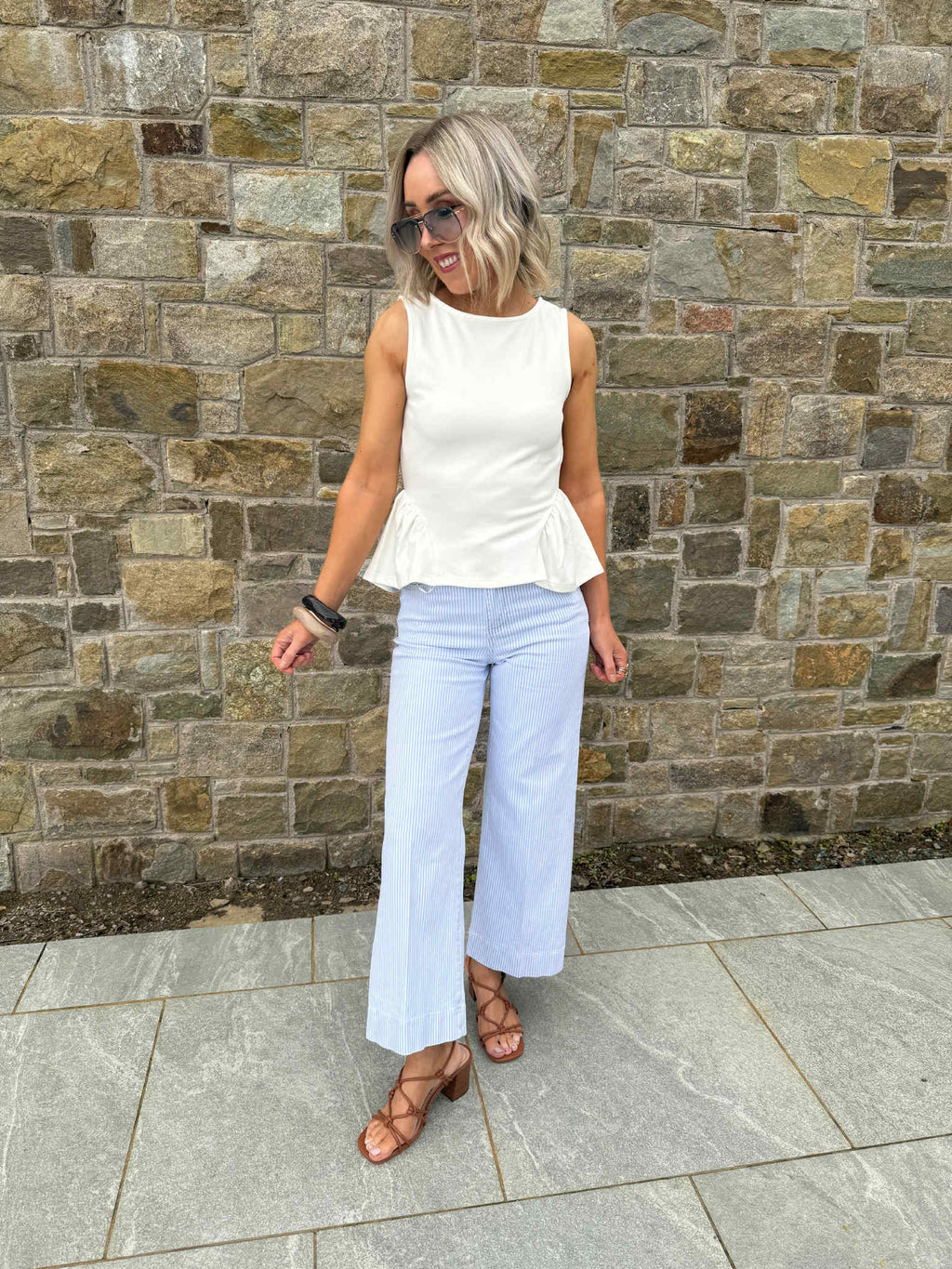 Jilly Peplum Top - Coconut Milk