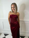 Karlee Velvet Corset Maxi Dress - Rich Berry