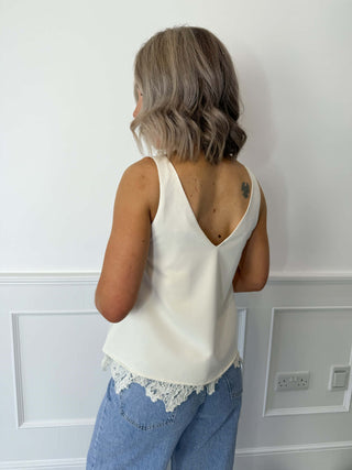Rosi Lace Trim Top - Cream