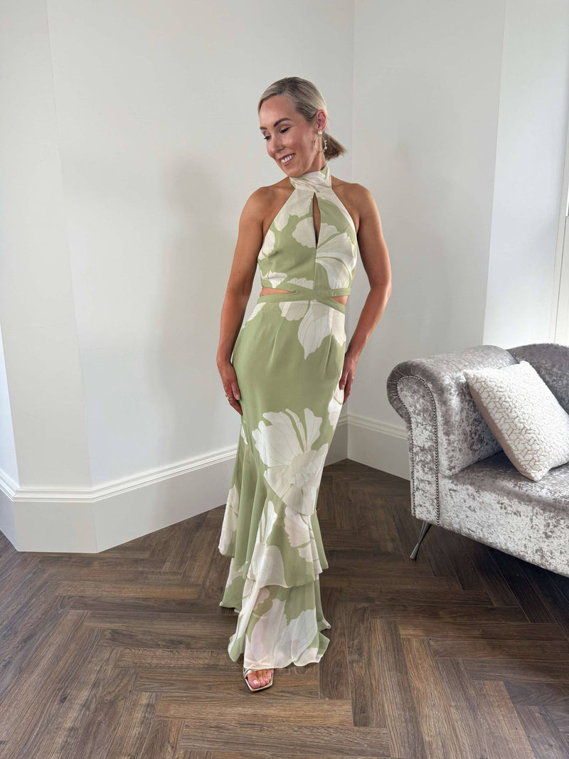 Nova Maxi Dress - Olive Floral