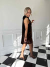 Bella Bow Velvet Mini Dress - Brown