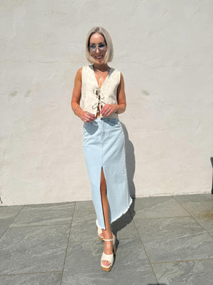 Viviene Long Skirt - Light Blue Denim
