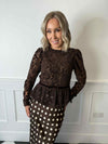 Alicia Lace Bow Top - Brown