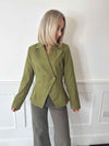 Falka Fitted Pinstripe Blazer - Sphagnum